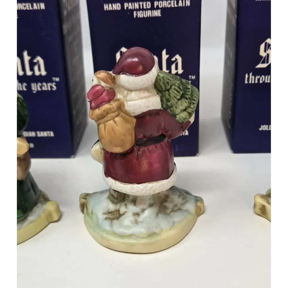 6 Santa Claus Through the Years Figures Figurine Porcelain Holiday Collectibles